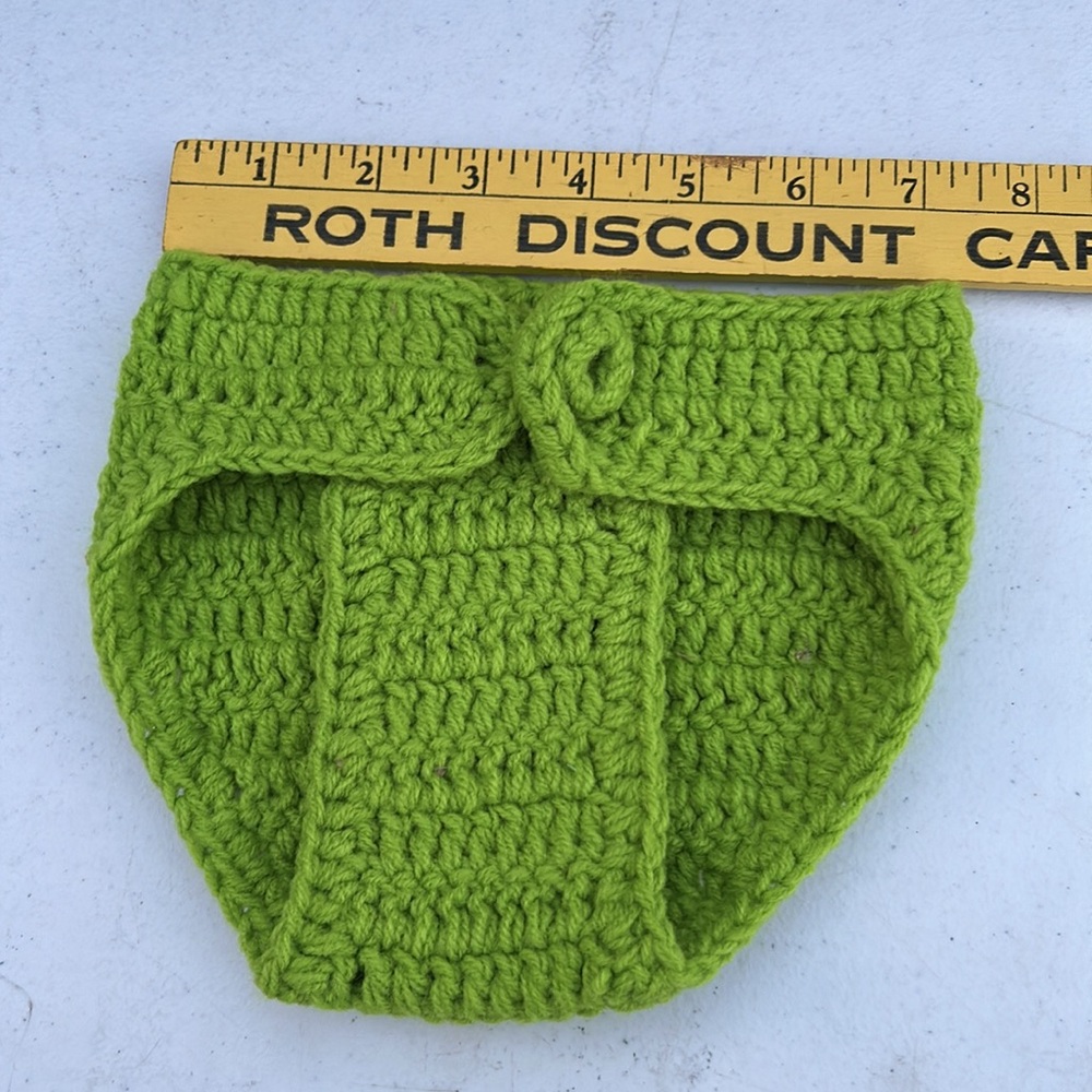 NWOT Baby YODA Costume Hand Crochet Hat & Diaper Cover Outfit Star Wars photo op - Picture 6 of 7